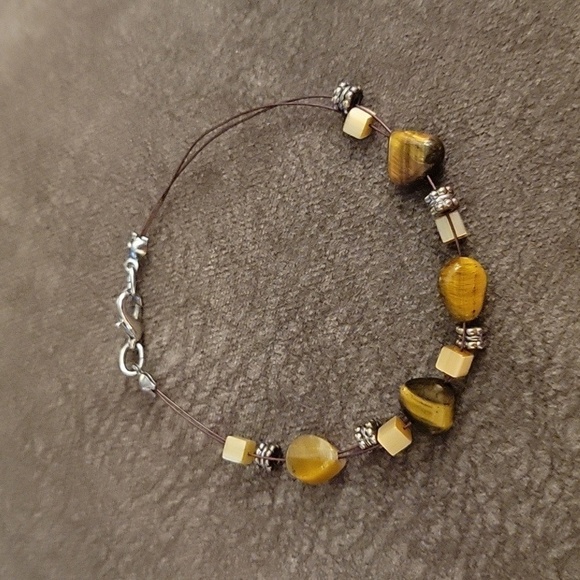3/$30 HANDMADE Cowboy Core Western Tiger Eye Beaded Twisted Torsade Bracelet - Picture 4 of 5